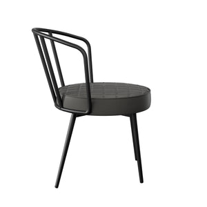 English Elm Dining Chairs Set Of 2 - Mid-Century Modern Armless Design, Water-Resistant Grey Upholstery, Ergonomic Comfort For Dining Room Or Café T3950P394505