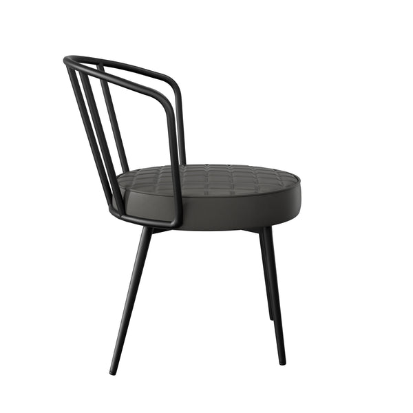 English Elm Dining Chairs Set Of 2 - Mid-Century Modern Armless Design, Water-Resistant Grey Upholstery, Ergonomic Comfort For Dining Room Or Café T3950P394505