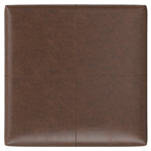 English Elm Gabbie Square Storage Ottoman Coffee Table - Chic Distressed Chestnut Leather, Versatile & Durable Design B136P252674