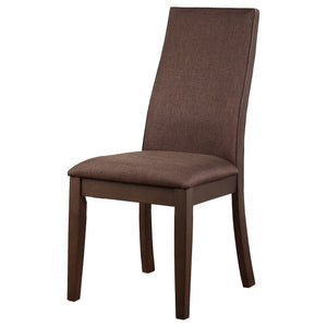 English Elm Holloway Natural Walnut 7-Piece Dining Set with Striking Woodgrain Table and Six Parson Upholstered Chairs Chocolate B062S00808