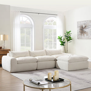 English Elm 116'' Fully Compressed Sofa with Legless Chenille Design, High-Density Comfort, Modular Flexibility and No Assembly Required White N723S9707A