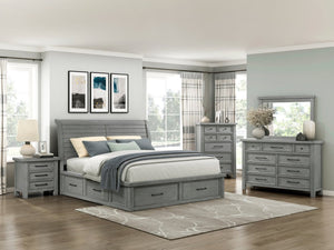 English Elm Transitional Mango Wood Nightstand with Three Dovetail Drawers Antique Gray Bedroom B011P452466