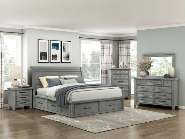 English Elm Transitional Mango Wood Nightstand with Three Dovetail Drawers Antique Gray Bedroom B011P452466