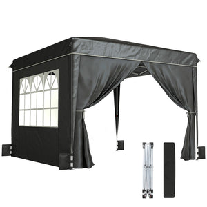 English Elm Convenient Pop up Canopy 10x10 Steel Frame Upf50 Oxford Roof with Sidewalls Included Black,White T3971P454703