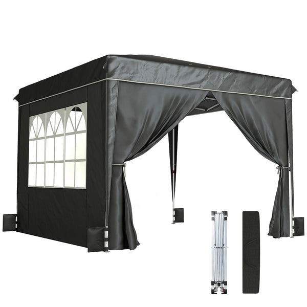 English Elm Convenient Pop up Canopy 10x10 Steel Frame Upf50 Oxford Roof with Sidewalls Included Black,White T3971P454703