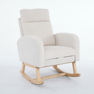 English Elm Modern Accent Rocking Chair - Stylish Glider Armchair With High Back, Side Pocket & Cozy Comfort W2725P276726