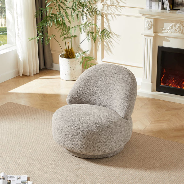 English Elm Accent chair with 360° Swivel, Cloud-Like Upholstery, Compact Space-Saving Design, Supports 260 lbs Light Gray W820P265190