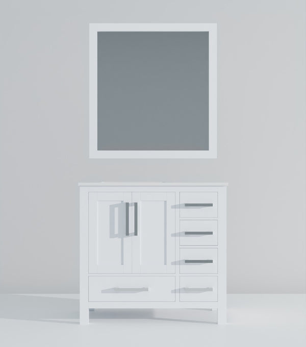 English Elm White Bath Vanity With Cultured Marble Top & 34" Mirror - Stylish Storage For Elegant Bathrooms B2731S00780-GIGA