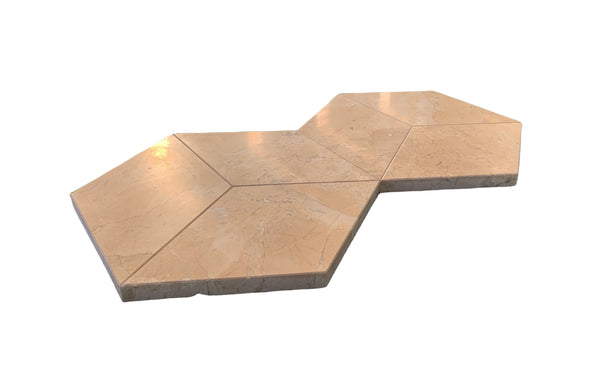 English Elm Hexagon Gold Beige Yellow Marble Tiles - Polished & Textured Natural Stone For Elegant Interiors W1696P262334
