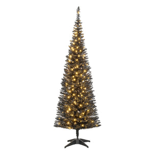 English Elm Homcom 5' Pre-Lit Slim Noble Fir Christmas Tree With 160 Warm White Leds - Ideal Space-Saving Decor W2225P249656