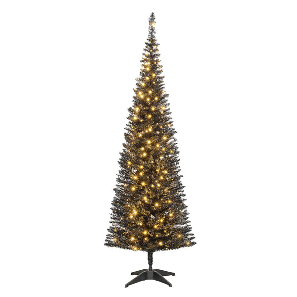 English Elm Homcom 5' Pre-Lit Slim Noble Fir Christmas Tree With 160 Warm White Leds - Ideal Space-Saving Decor W2225P249656