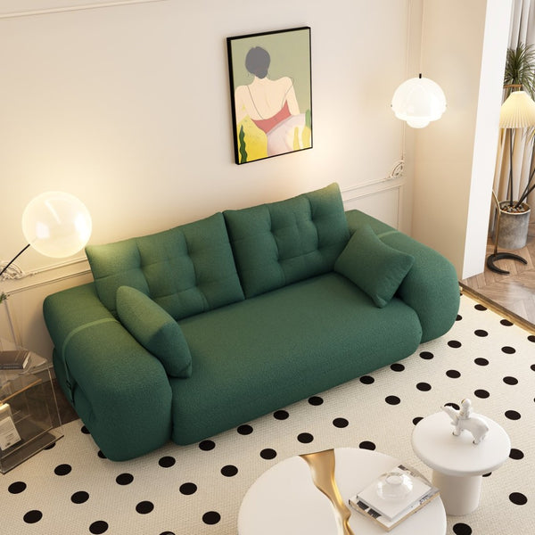 English Elm Human Foldable Floor Sofa Plush Teddy Fabric 3in1 Sleeper Lounge Bed for Living Room Green W3219P278532