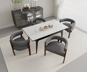 English Elm Modern Chenille Barrel Dining Chair with Metal Base, Plush Foam Seat, Compact Accent Seat for Home Gray W395P233456