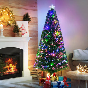 English Elm Homcom 6' Douglas Fir Pre-Lit Christmas Tree With 24 Led Lights & Realistic Branches For Holidays W2225P229734