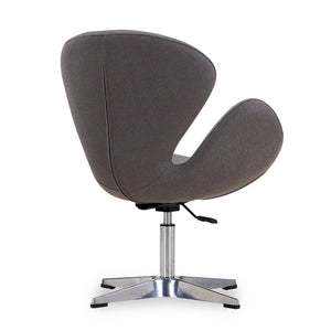 English Elm Raspberry Upholstered Swivel Lounge Chair with Adjustable Height, Polished Chrome Base & Modern Seat Design Grey B365P397957