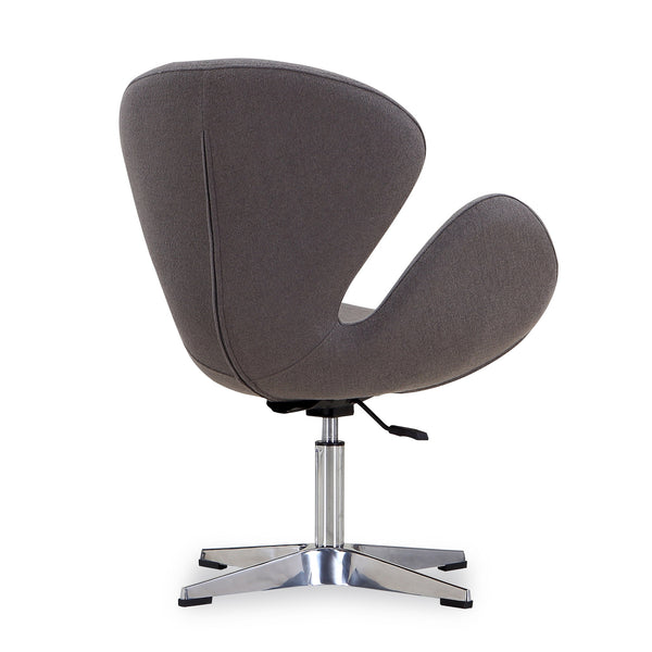 English Elm Raspberry Upholstered Swivel Lounge Chair with Adjustable Height, Polished Chrome Base & Modern Seat Design Grey B365P397957