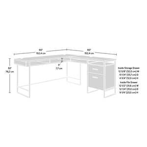 English Elm L-Shaped Desk In Sleek Black Finish - Spacious Corner Workspace With Durable Design & Storage Solutions B356P367899