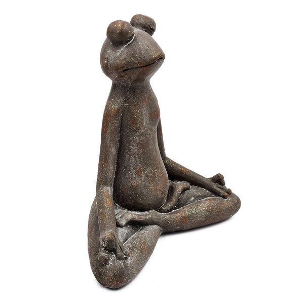 English Elm 12x6.5x13.5" Brown Magnesium Yoga Frog Figurine Lotus Pose Decorative Accent with Gold Trim for Calm Ambiance and Zen Décor W2078P335757