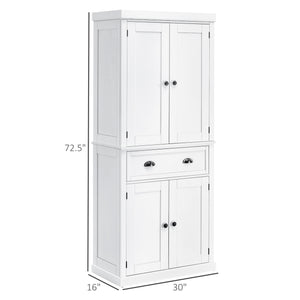 English Elm Homcom 72" Tall Freestanding Kitchen Pantry Cabinet With Adjustable Shelves, Drawer & Safety Strap W2225S00046