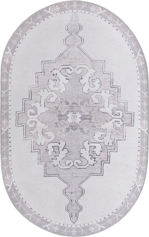 Unique Loom Timeless Thomas Machine Made Medallion Rug White Gray, Black/Ivory/Gray 5' 1" x 8' 0"