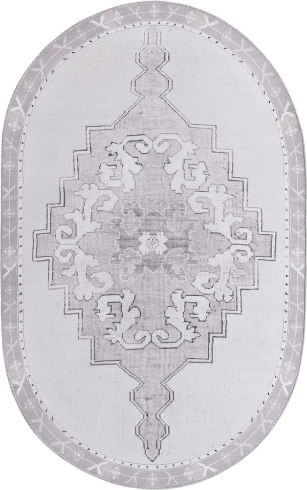 Unique Loom Timeless Thomas Machine Made Medallion Rug White Gray, Black/Ivory/Gray 5' 1" x 8' 0"