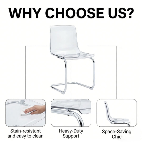 English Elm Transparent Polycarbonate Dining Chair Set of 4 with Arched Steel Frame Modern Style W2920P411151