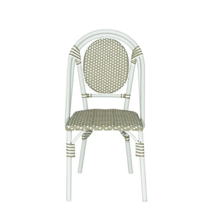 English Elm French Bistro Outdoor Dining Chairs Woven Rattan Aluminum Frame Patio Set of 2 N772P356258G
