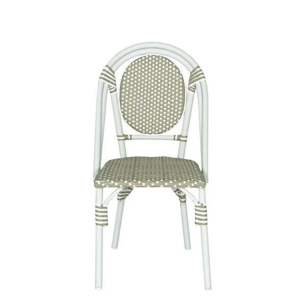 English Elm French Bistro Outdoor Dining Chairs Woven Rattan Aluminum Frame Patio Set of 2 N772P356258G
