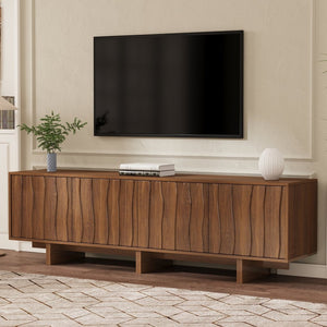 English Elm Retro Wood Grain Media Console Wavy Door Cabinet for Living Room Tvs 75 In N721P379534D