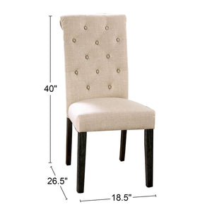 English Elm Set of 2 Button-Tufted Fabric Dining Chairs Antique Black & Ivory — Padded Rustic Elegance, Comfortable Seating B016P222719