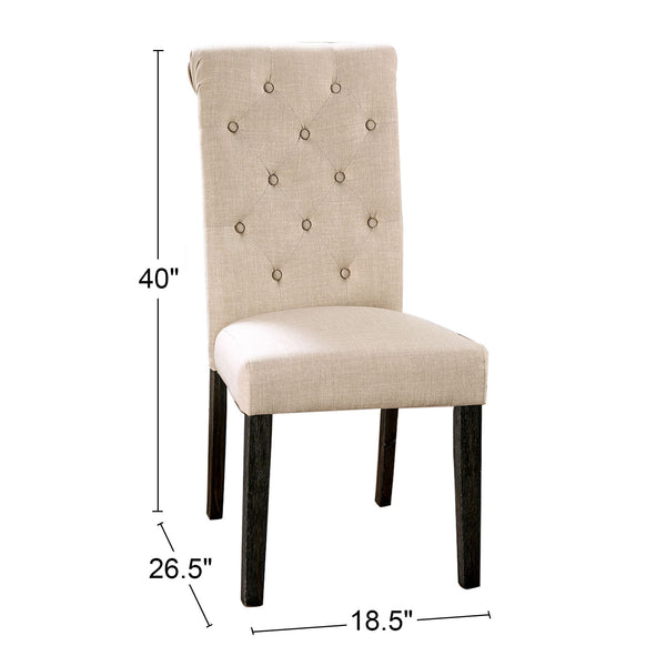 English Elm Set of 2 Button-Tufted Fabric Dining Chairs Antique Black & Ivory — Padded Rustic Elegance, Comfortable Seating B016P222719