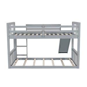 English Elm Twin Over Kids Bunk Bed with Slide Ladder Pine Frame White Finish LT000108AAE-1