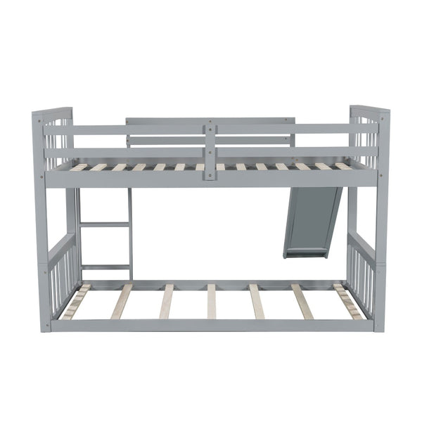 English Elm Twin Over Kids Bunk Bed with Slide Ladder Pine Frame White Finish LT000108AAE-1