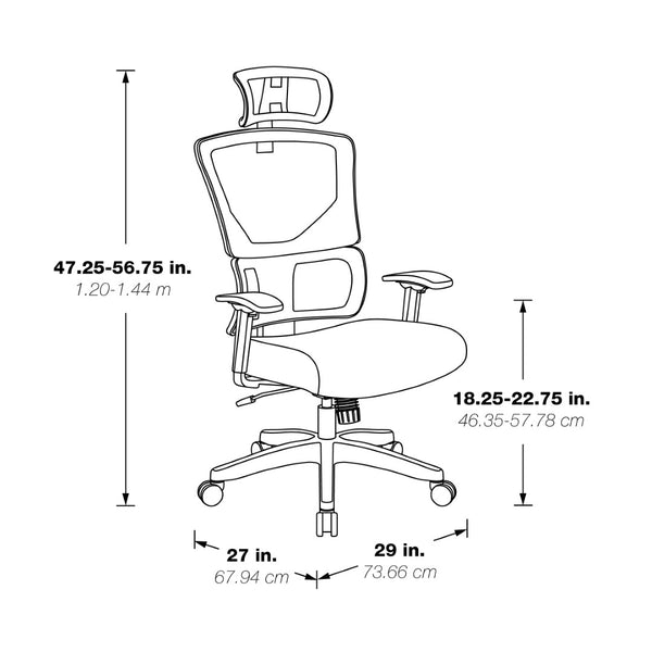 OSP Home Furnishings Vertical Matrix Breathable Ergonomic Office Chair with Lumbar Support and Adjustable Headrest Mesh 639-F3T1N48PHX
