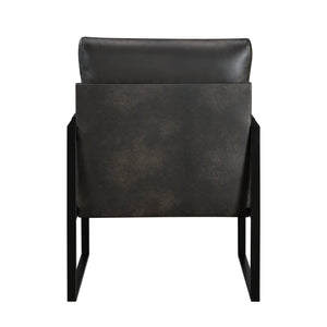 English Elm Modern Metal Accent Chair with Faux Leather Upholstery, Minimalist Frame, Comfortable Seat for Living Room Decor Dark Gray 27 L x 10 W x 23.5 H B011P255744