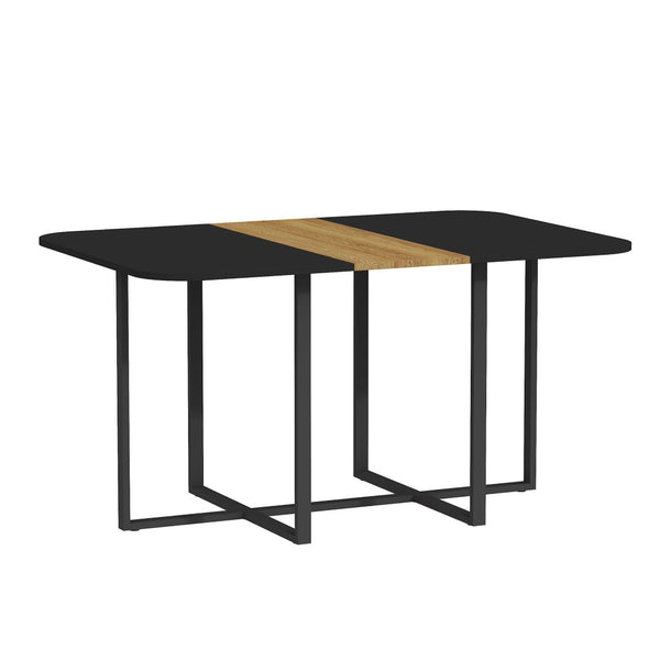 English Elm Multi-functional Dining Work Table Two-tone Mdf Top Metal Base for Modern Compact Spaces Black,Wood W3875P385208