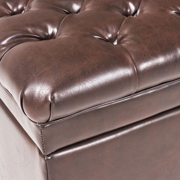 English Elm Christopher Knight Home® - Juliana Storage Ottoman - Elegant Tufted Faux Leather Bench With Hidden Storage For Your Home 57741.00BRN