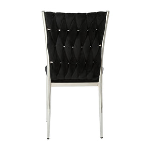 English Elm Modern Velvet Upholstered Dining Chairs Set of 2 with Electroplated Legs for Kitchen Black W210P301599