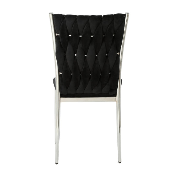 English Elm Modern Velvet Upholstered Dining Chairs Set of 2 with Electroplated Legs for Kitchen Black W210P301599