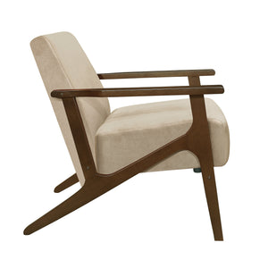 English Elm Modern Velvet Accent Chair with Dark Walnut Angular Frame, Streamlined Mid-Century Comfort Design Light Brown 35 L x 27.25 W x 19.25 H B011P271915