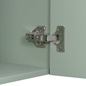 English Elm 20 Modern Wall-Mounted Bathroom Vanity with Ceramic Sink, Diamond Door, Gold Handles & Shelves — Compact Green N725P314033F