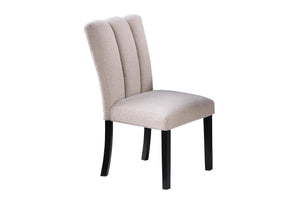 English Elm Upholstered Modern 2pc Dining Chairs with Channel Tufting, Soft Fabric Comfort & Black Wood Legs B011P368140