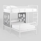 Devan Modern Contemporary 60" L-Shape Bunk Bed with Cut Out Panels - White/ Cool Grey