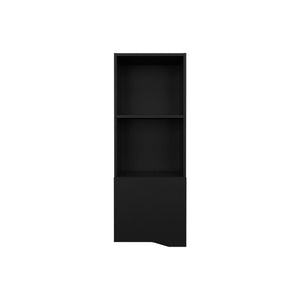 English Elm Wall Cabinet Hopewell Black — Wall-Mounted Engineered Wood Shelf with Concealed Cabinet & Open Storage, Space-Saving Design B092P238701