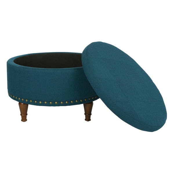 OSP Home Furnishings Alloway Storage Ottoman Azure