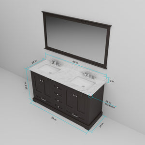 English Elm Espresso Double Sink Vanity - Elegant 60" Bathroom Cabinet With Ample Storage & Soft-Close Drawers B2731P258249