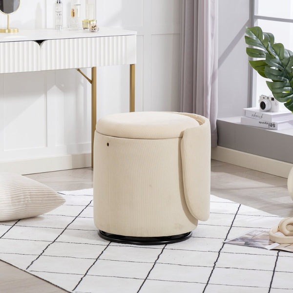 English Elm Stylish Barrel Swivel Accent Chair Upholstered Seat with Storage for Vanity or Dining W3248P424639