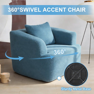 English Elm 360° 360 Swivel Teddy Velvet Accent Chair Plush Cocoon Seat for Living Room or Bedroom Blue W5385P433230