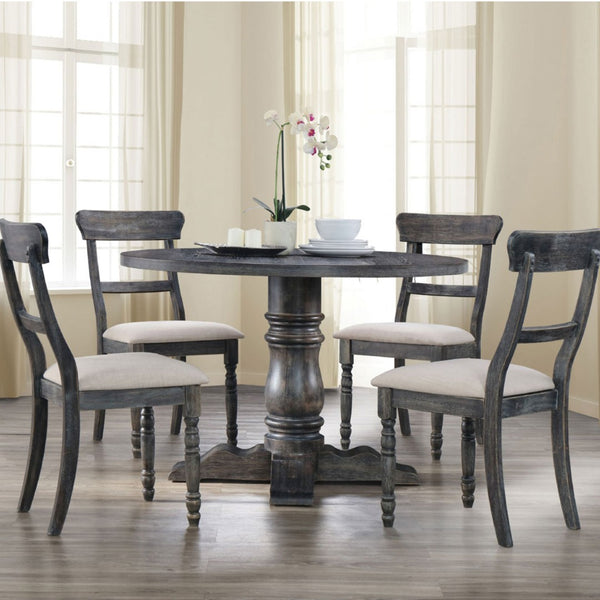 English Elm Set Of 2 Dining Chairs With Padded Cushions - Light Brown & Weathered Gray For Ultimate Comfort B016P314430-GIGA