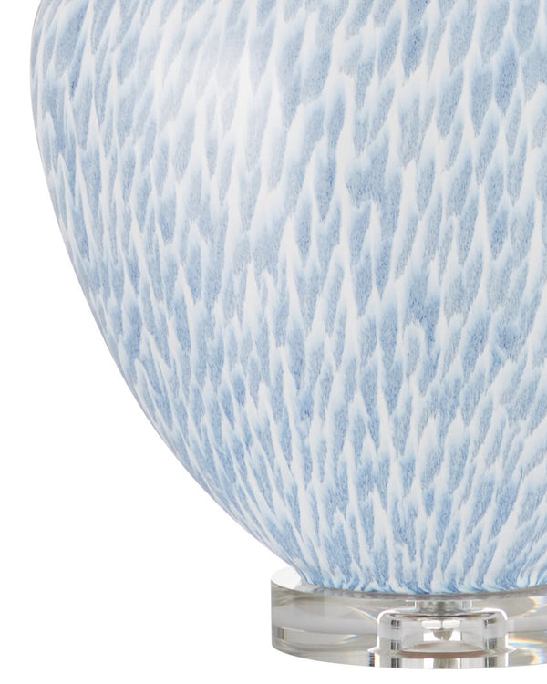 Currey & Company Tinney Blue Table Lamp - Elegant Heart-shaped Ceramic Design With Crystal Base & Tailored Shade Blue Ceramic ,Optic Crystal 6000-1040-currey-company